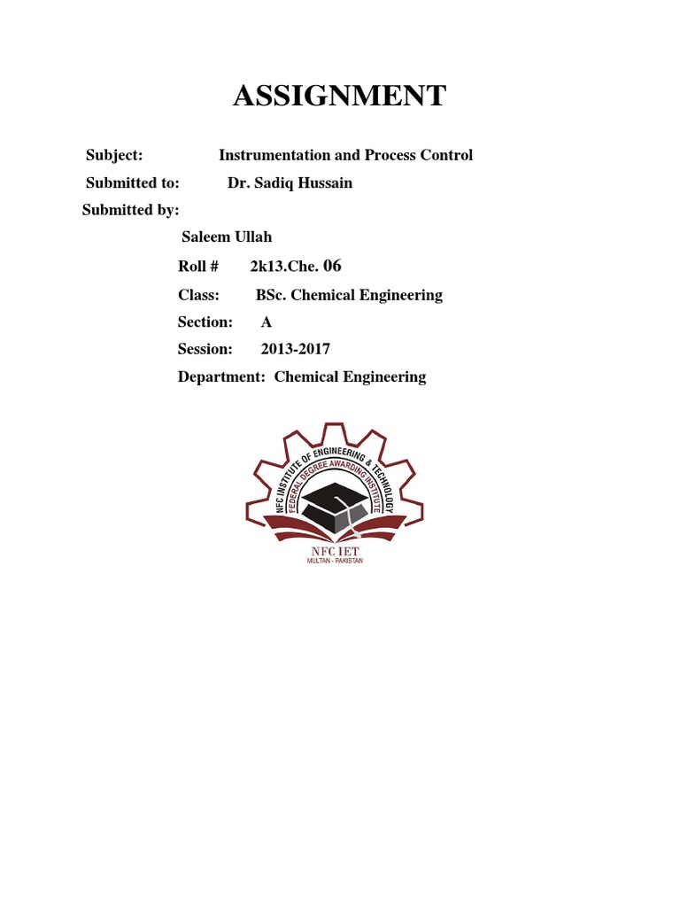 Instrumentation Control Assignment | PDF | Science & Mathematics