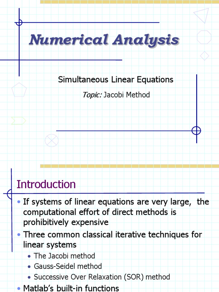 Lec 12 Jacobi Method System Of Linear Equations Theoretical Computer Science