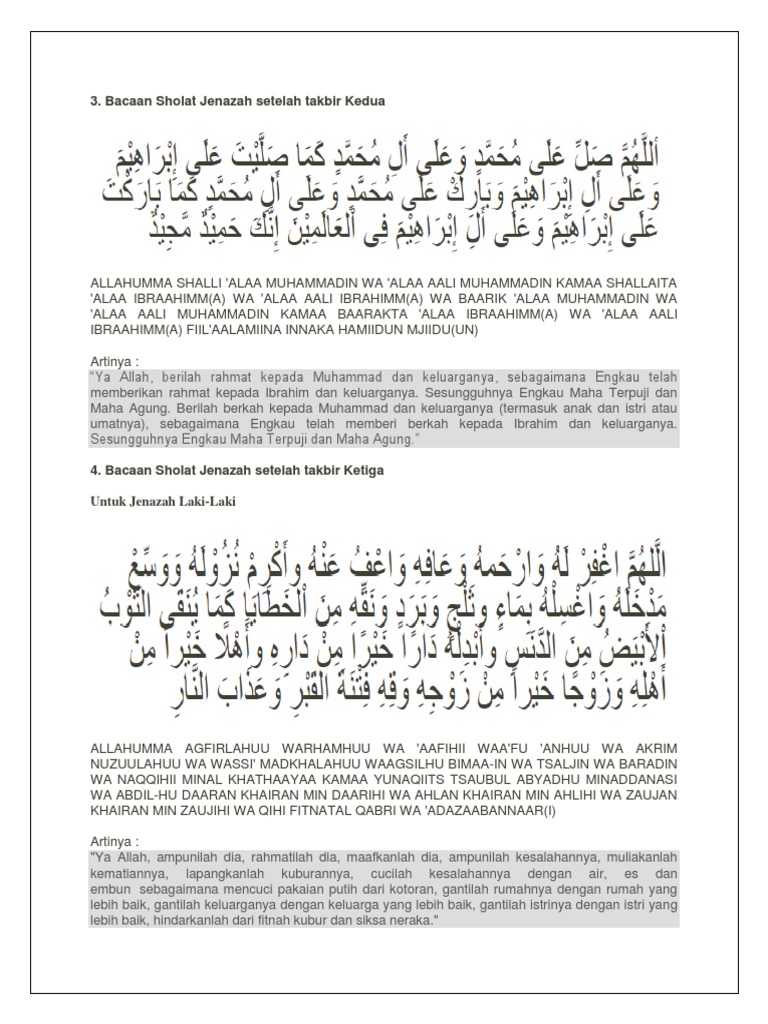 Solat Jenazah Takbir 2 Ke 4