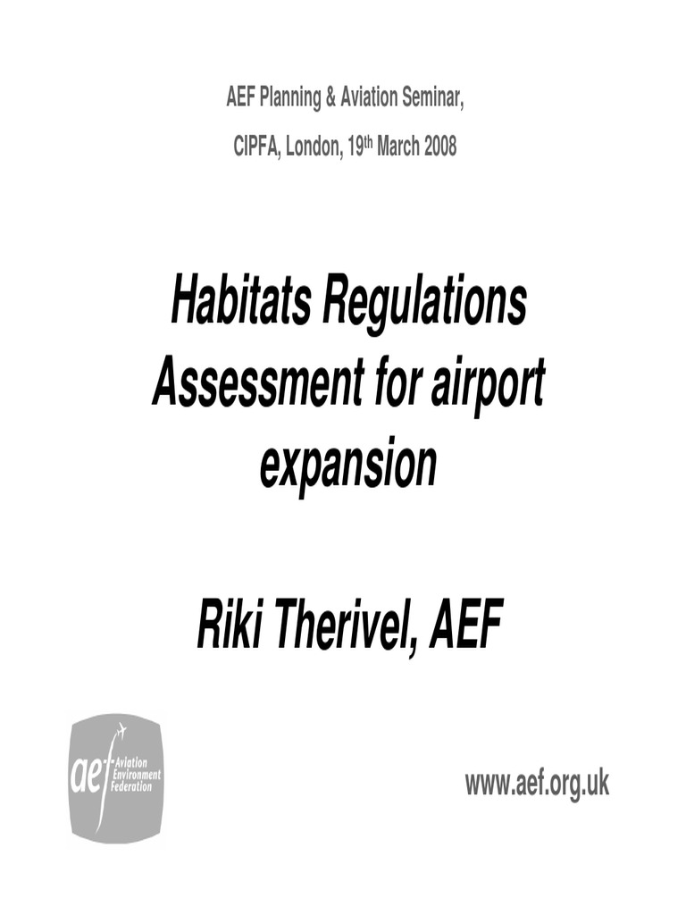 Habitats Regulations Assessment For Airport Expansion Riki Therivel