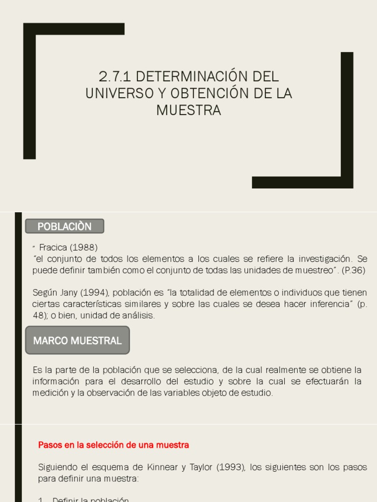 2.7.1 Determinación Del Universo y Obtención