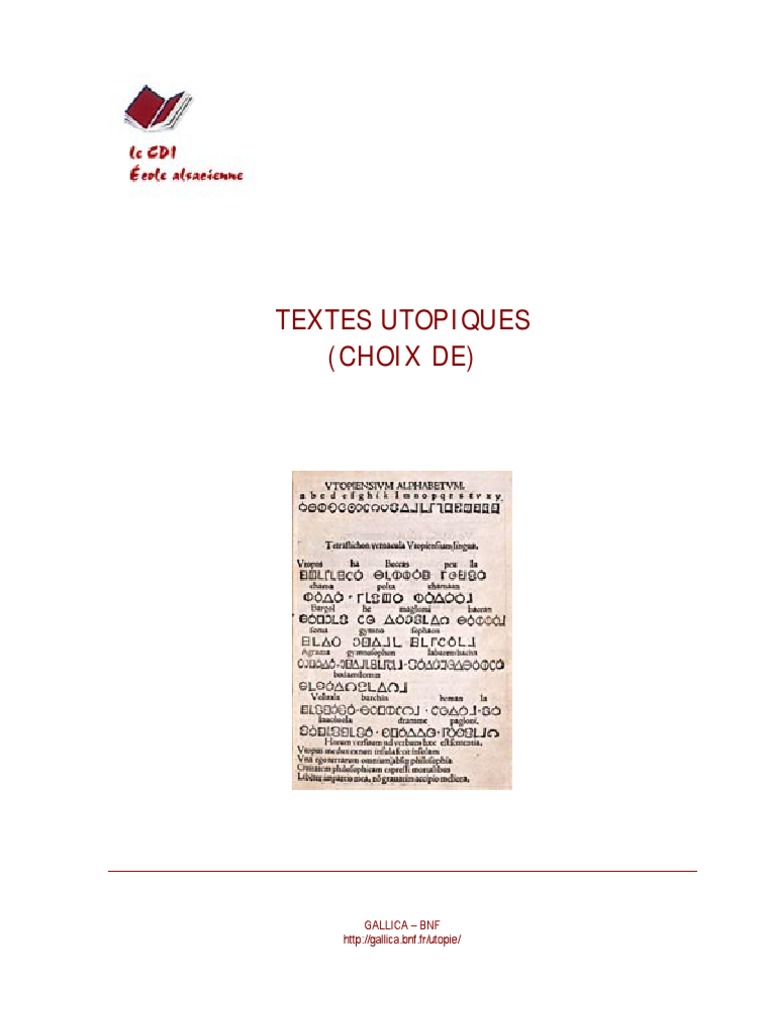 Textes Utopiques (Choix De) Gallica – Bnf
