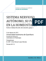 Sistema Nervioso Autónomo, Su Papel en La Homeostasia. Pacheco Salinas R. 2.1 (2017) .