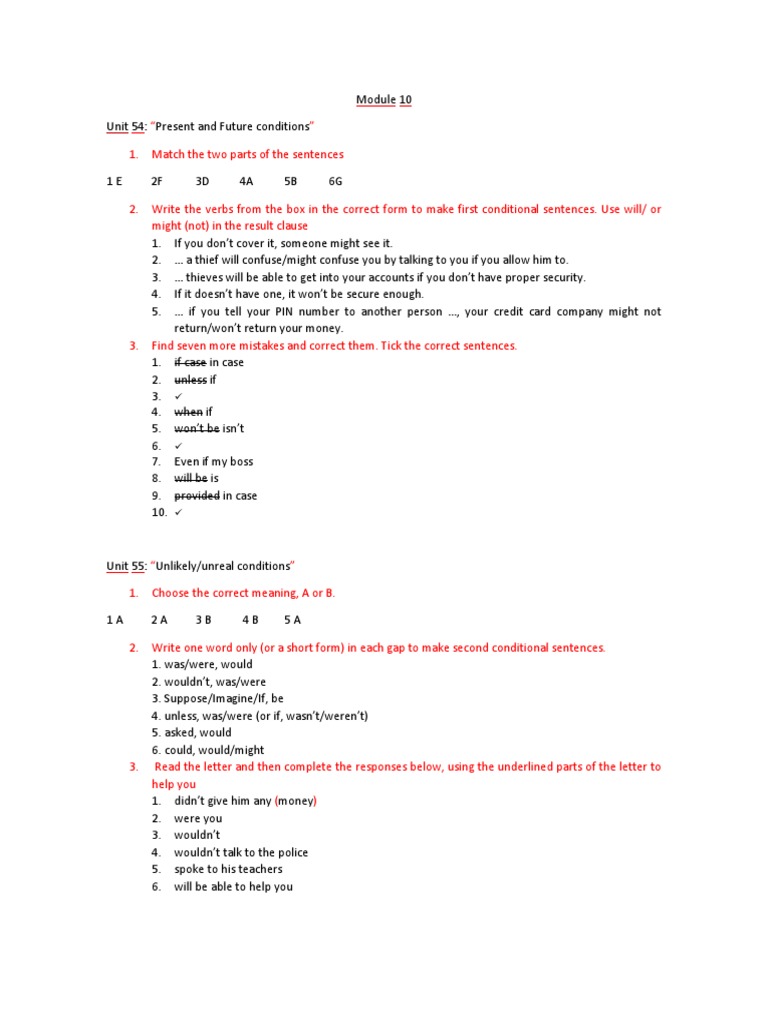 Module 10: Conditionals Test Guide | PDF | Sentence (Linguistics)