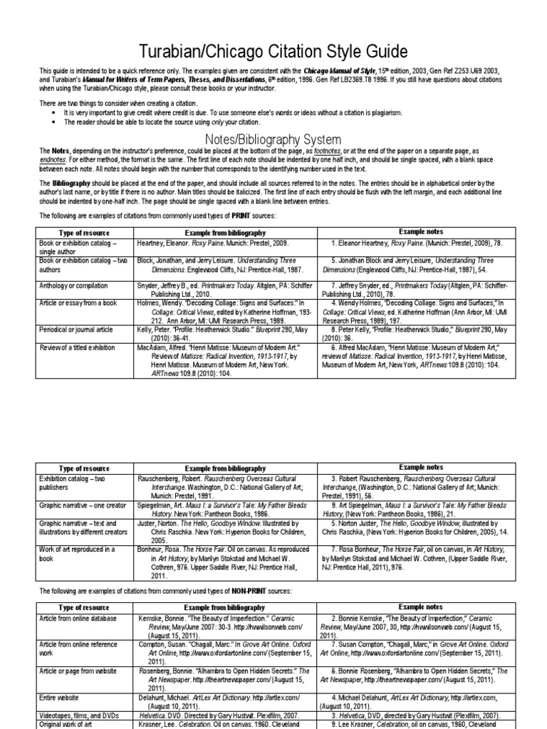 Tura Bian Chicago Citation Style Guide | PDF | A Manual For Writers Of ...