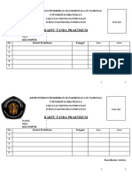 Kartu Tanda Praktikum: Fakultas Teknologi Pertanian Jurusan Keteknikan Pertanian