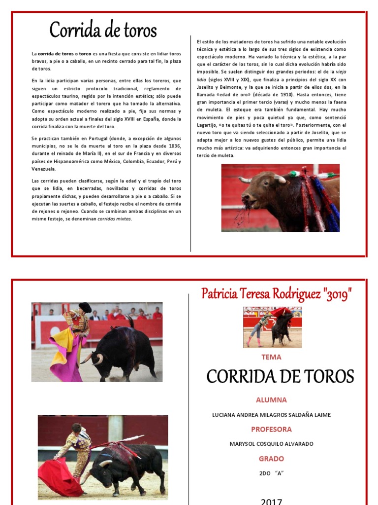 Diptico de La Corrida de Toros | Descargar gratis PDF | Toreo | Matanza ...
