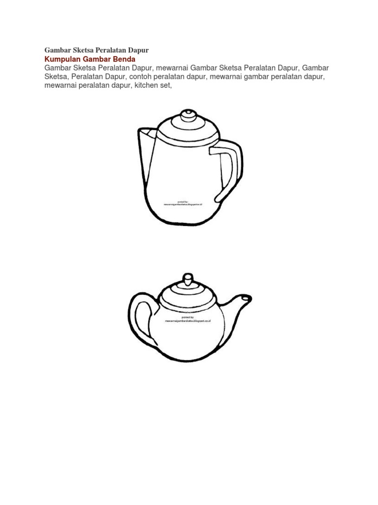 Sketsa Gambar Alat Dapur