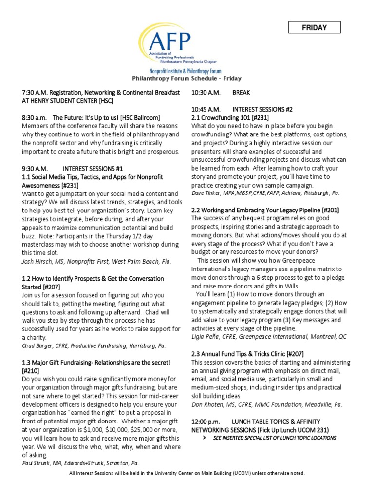 AFP NEPA Conference Schedule Day 2 PDF Fundraising Social Media