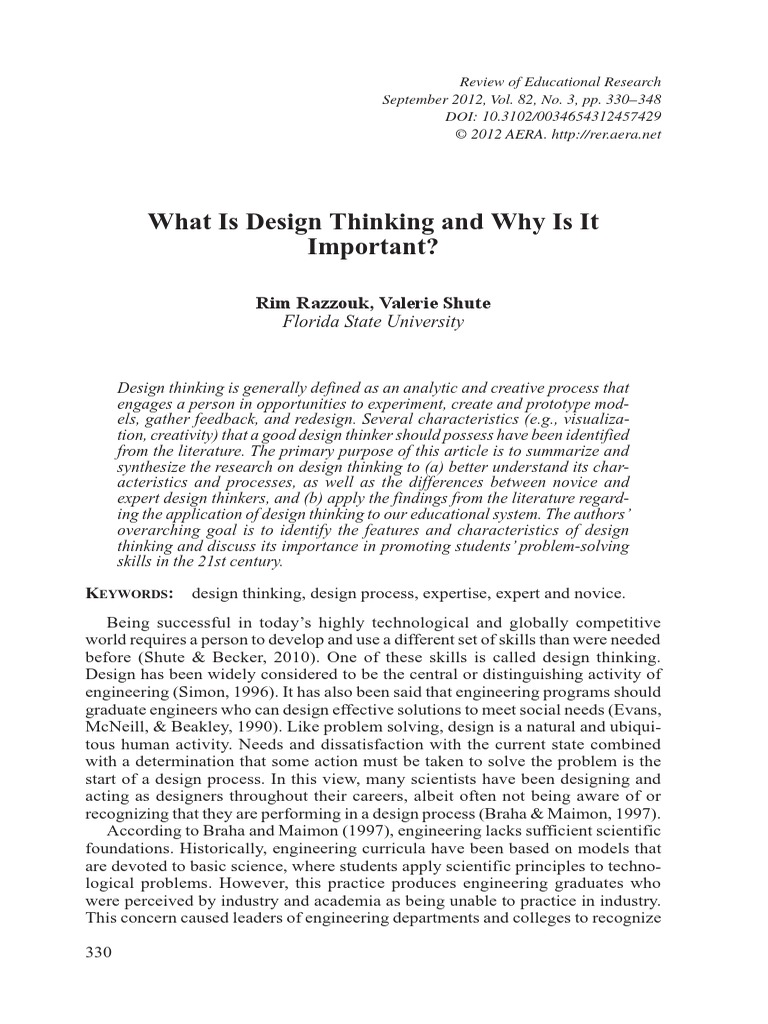 What Is Design Thinking and Why Is It Important - Razzouk - Shute | PDF ...