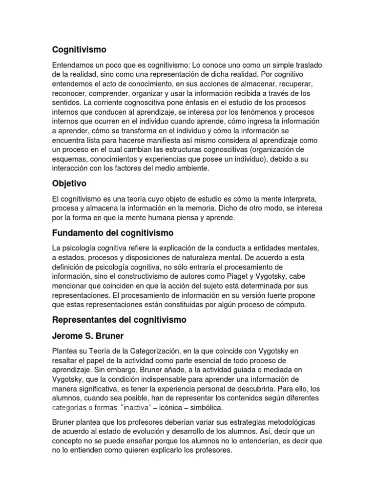 Cognitivismo PDF Psicología cognitiva Memoria