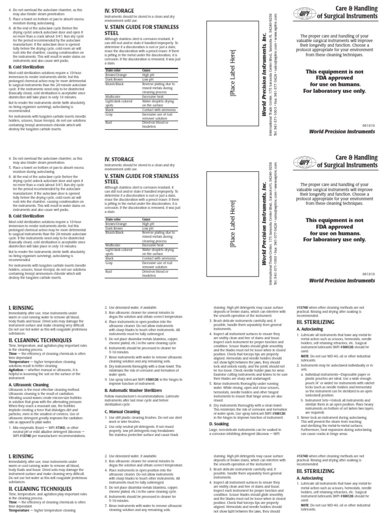 Care & Handling of Surgical Instruments | PDF | Sterilization ...