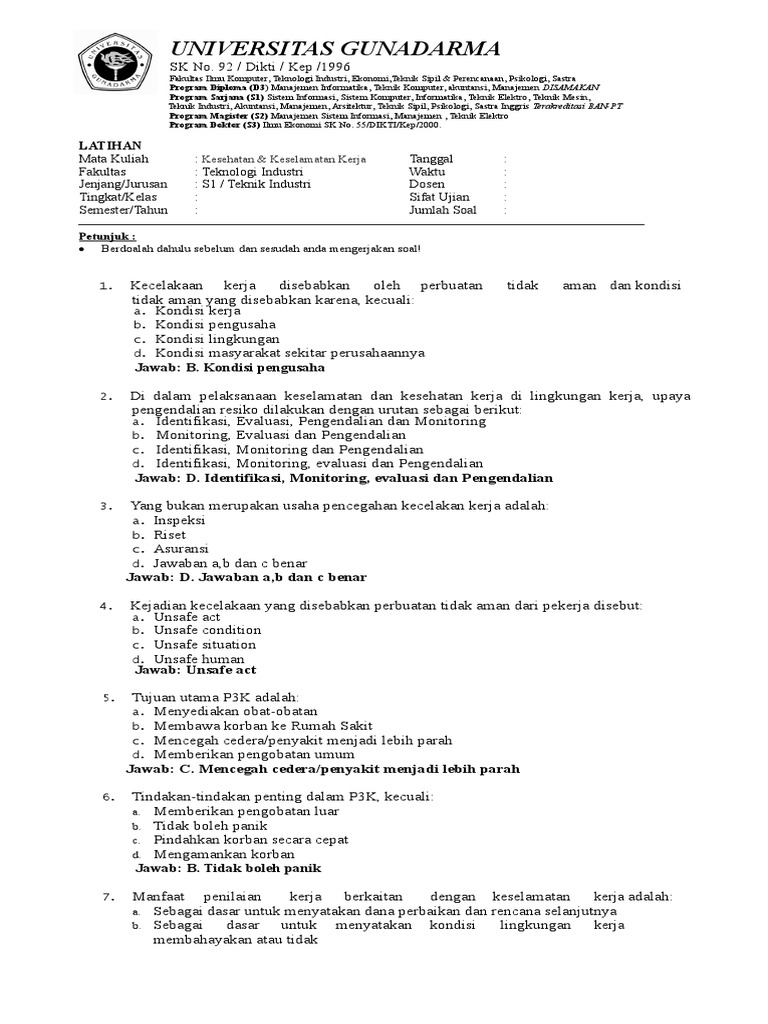 Purwoko 36413961 4ID12 Latihan Soal K3