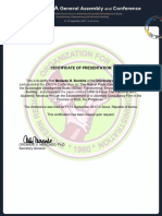 Certificate of Presentation - Medardo Bombita