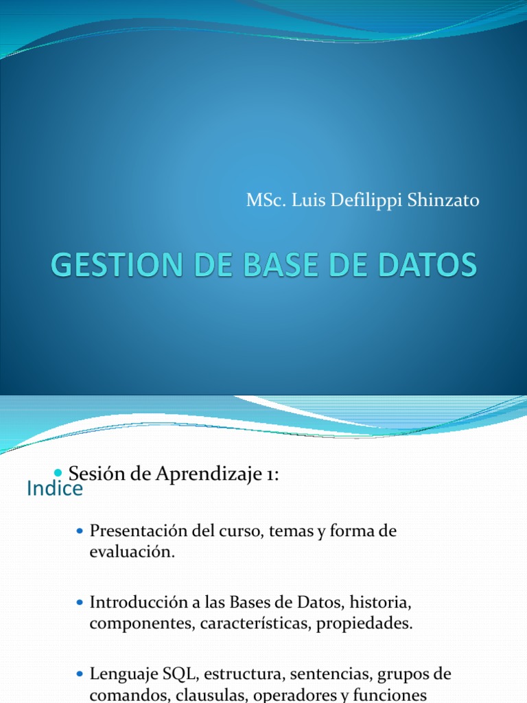 Gestion de Base de Datos | PDF | SQL | Modelo de datos