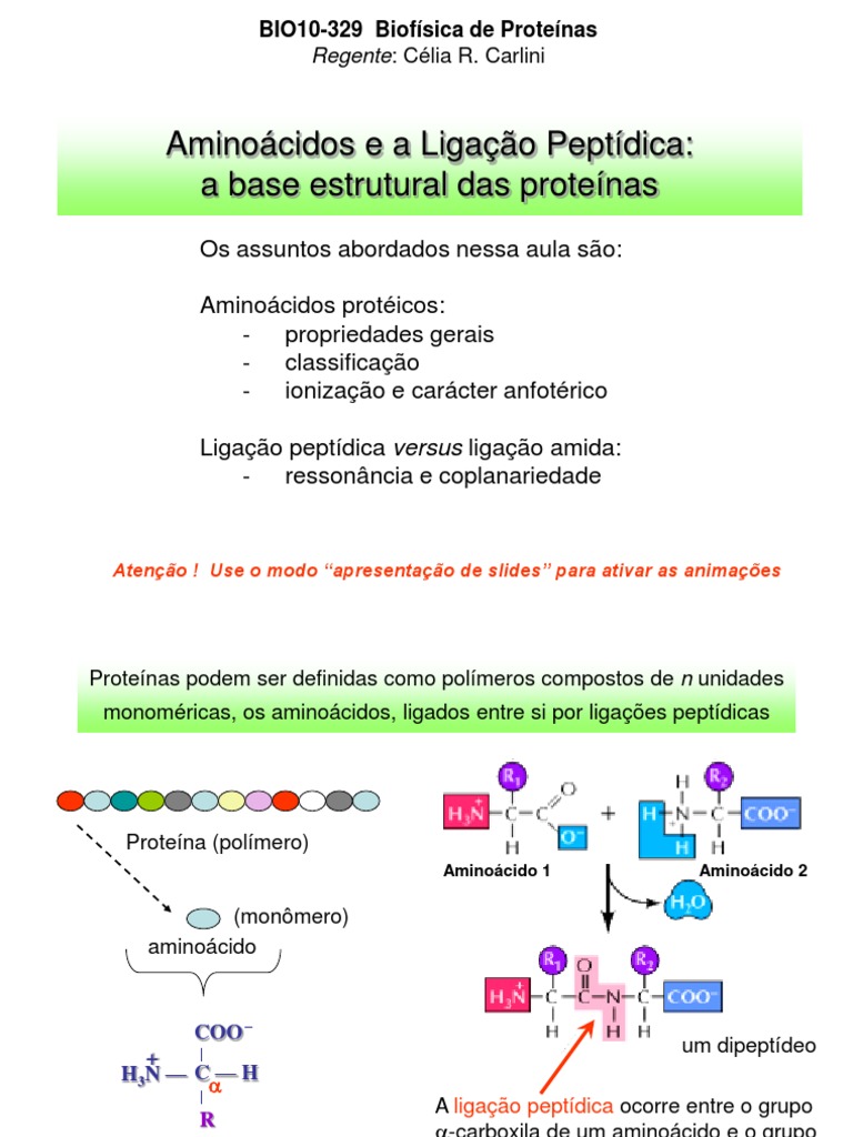 Aminoacidos e A Ligacao Peptidica - Aula On-Line 1 v3 | PDF ...