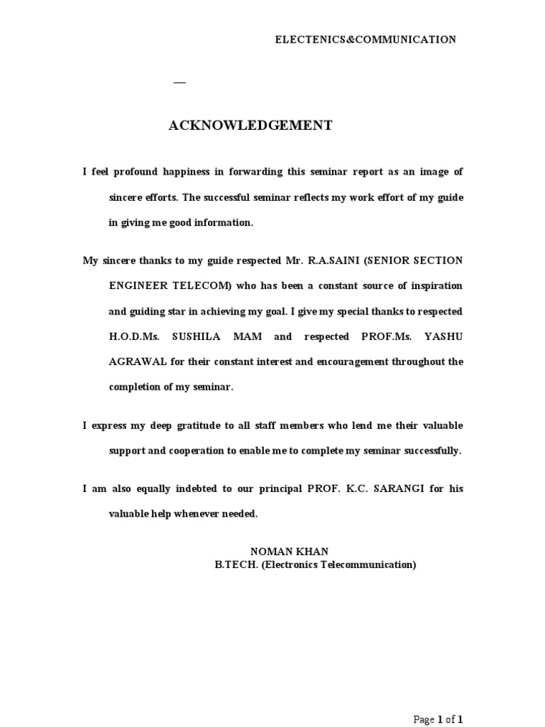Acknowledgement | PDF | Technology & Engineering