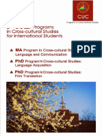 MA&PhD Programs in Cross-Cultural Studies For International Students Ucc