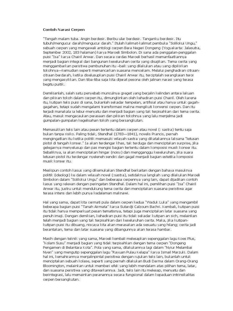 Contoh Narasi Cerpen