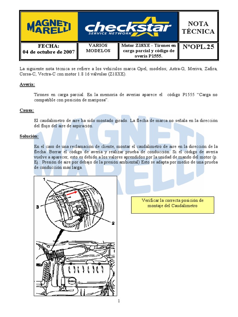 P1555 en Opel Z18XE: Solución a Tirones | PDF