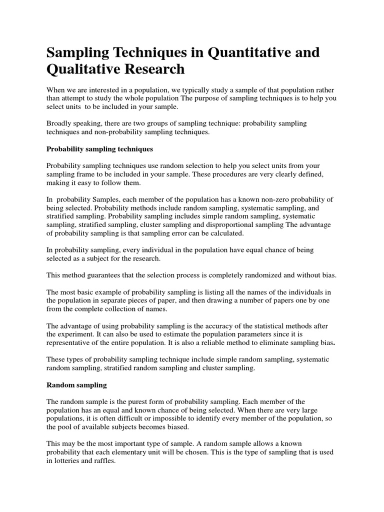 Sampling Techniques In Quantitative Research Stratified Sampling Sampling Statistics