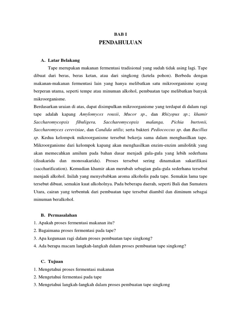 Makalah Fementasi Tape Singkong