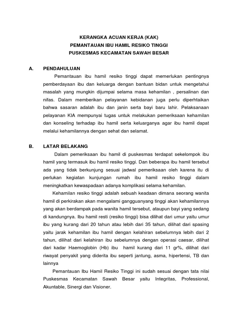 Kak Pemantauan Ibu Hamil Resiko Tinggi