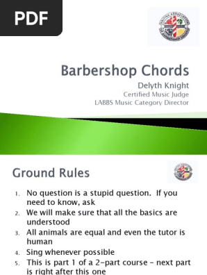 Barbershop Chords Harmony Chord Music