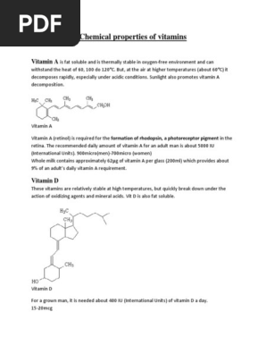 Chemical Properties Of Vitaminsdocx Vitamin C Redox