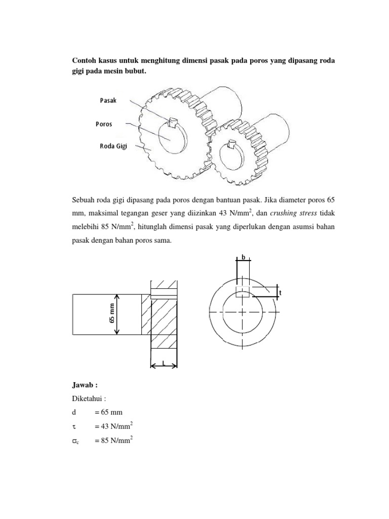 Contoh Kasus Menghitung Dimensi Pasak