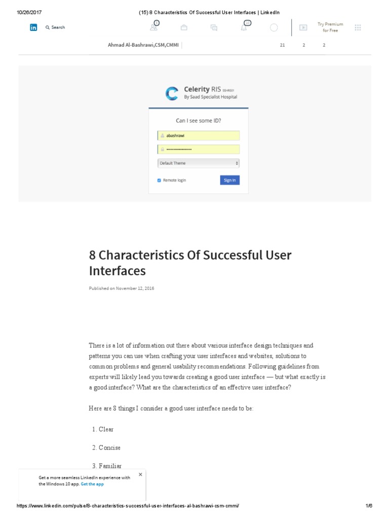 8 Characteristics of Successful User Interfaces - LinkedIn | PDF | User ...