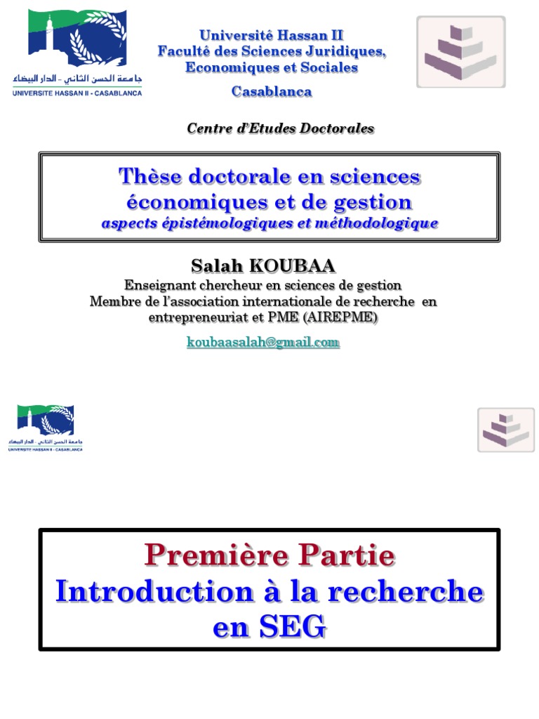 Méthodes de Recherche en Sciences de Gestion  Science  Épistémologie