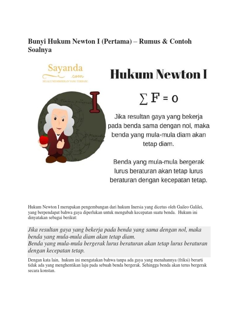 Hukum Newton 1 2 3 Contoh Soal Dan Pembahasannya Pdf