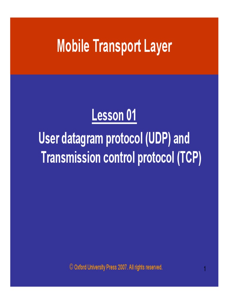 Mobile Transport Layer Lesson 01 User Datagram Protocol (UDP) and