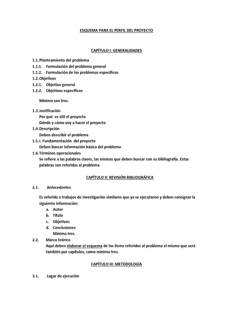 Esquema para El Perfil Del Proyecto 4 1 | PDF