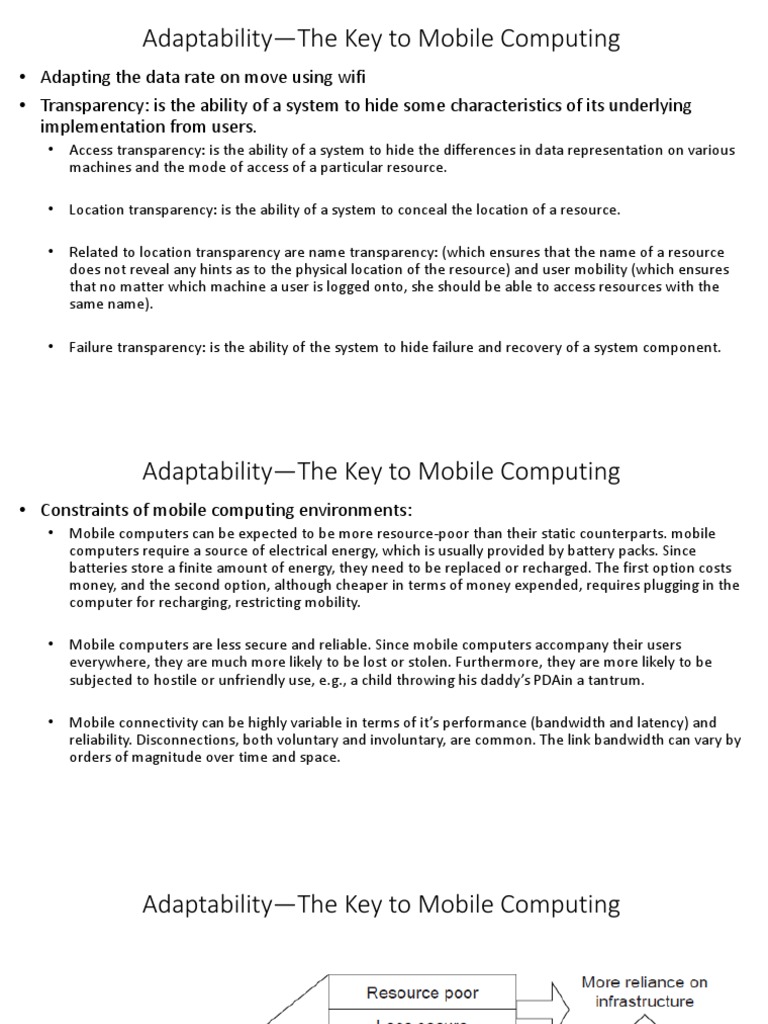 Adaptability-The Key To Mobile Computing | PDF | Server (Computing ...