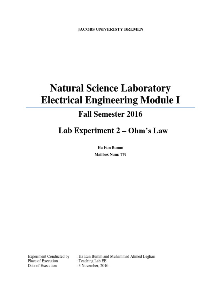 Experiment 2 Lab Report Corrected | PDF | Electrical Resistance And ...