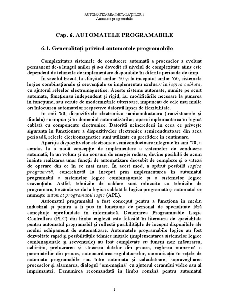 Cap. 6.1,2,3 Ai1 Automate Programabile PDF | PDF
