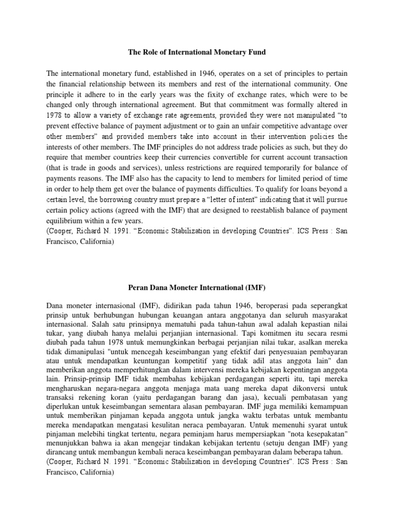Role of the IMF in Financial Stability | PDF | International Monetary ...