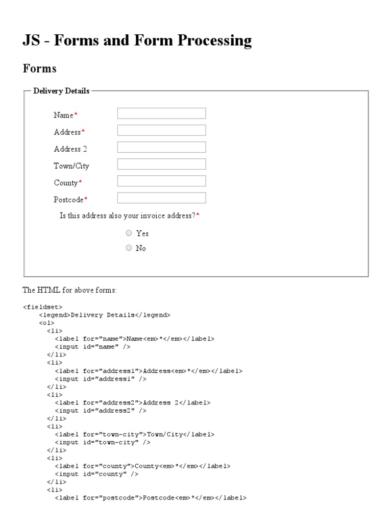 Javascript - Forms | PDF | Html Element | Computer File Formats