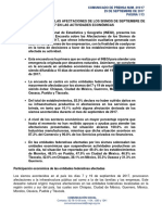 Estadísticas Sobre Las Afectaciones de Los Sismos de Septiembre de 2017 en Las Actividades Económicas