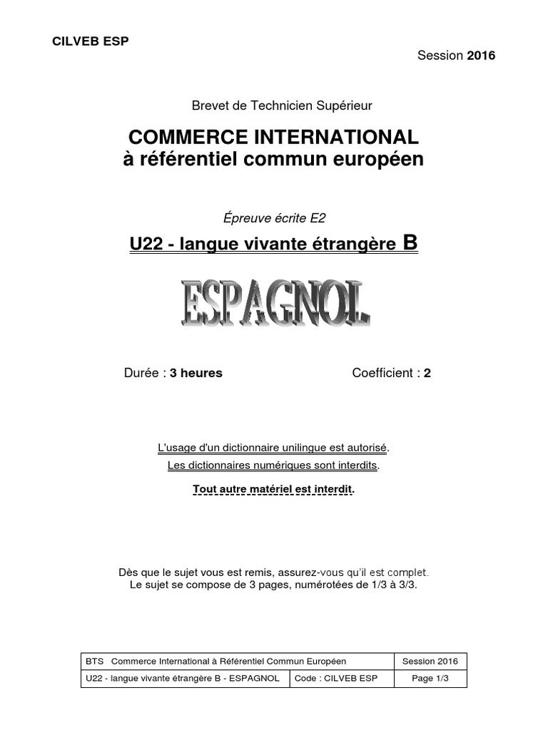 Bts Am Espagnol Sujet Et Corrigé 2018