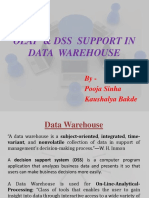 Olap & Dss Support in Data Warehouse: By-Pooja Sinha Kaushalya Bakde