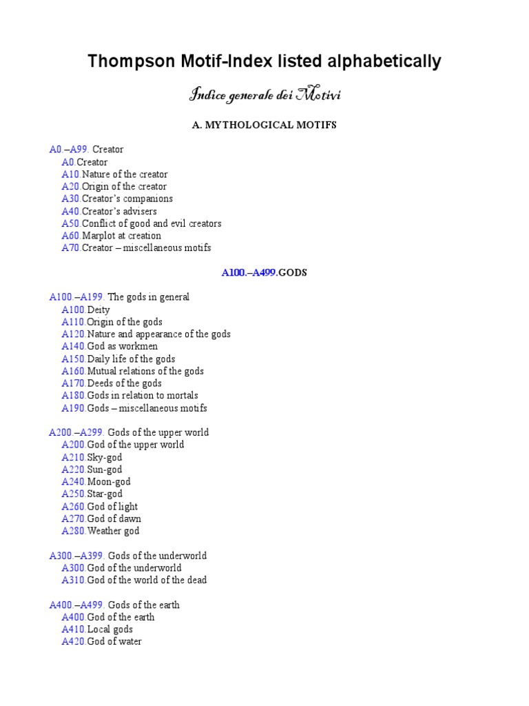 Aarne Thompson Uther Index | Aarne – VYTT