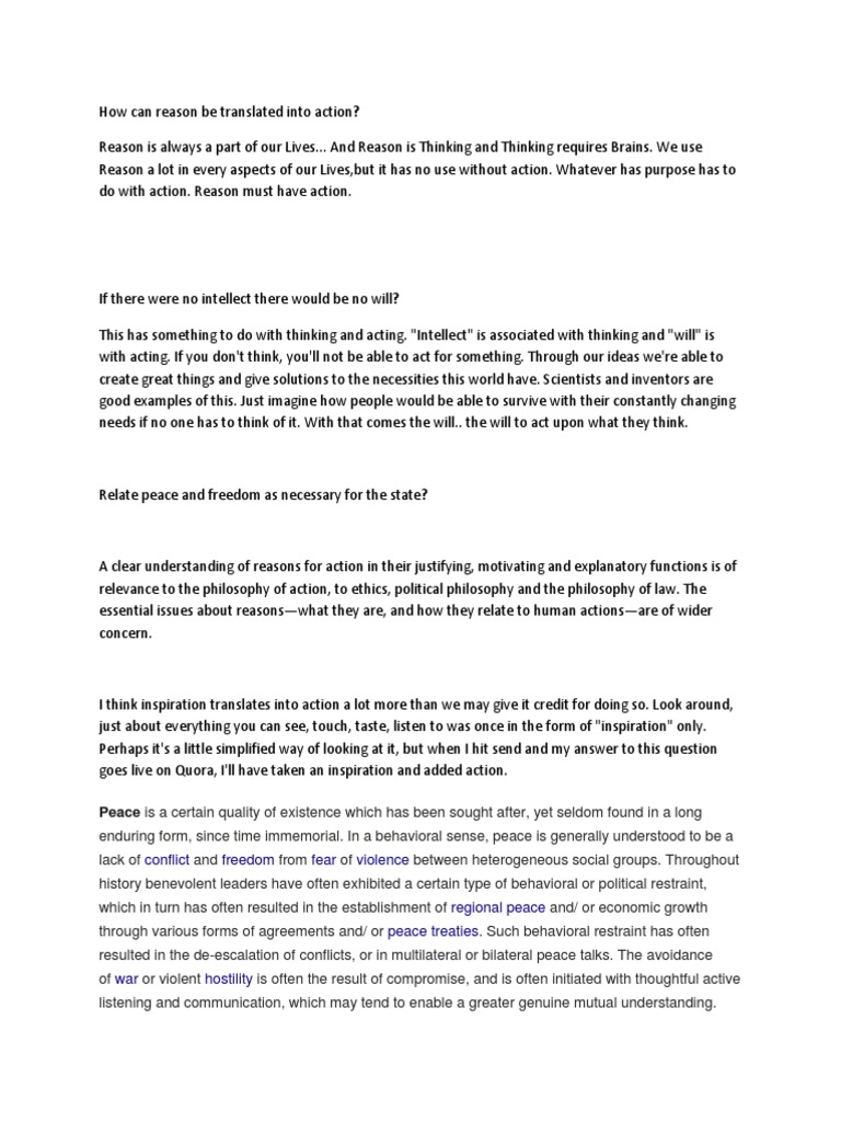 How Can Reason Be Translated Into Action | PDF | Peace | Reason