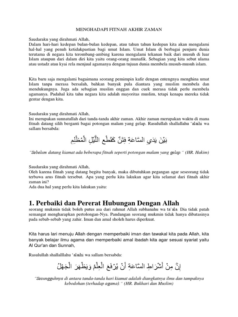 akhir zaman menurut islam