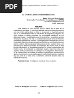 Articulo Sobre Ética en La Investigación Educativa. Autor Alirio Abreu.