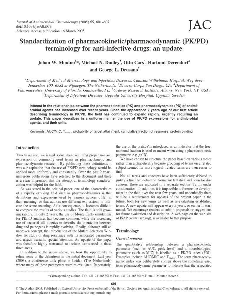Standardization of PK-PD Terminology for Anti-Infective Drugs ...
