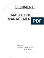 Assignment Marketing Management: Gaurav Solanki F.W. (09-11)