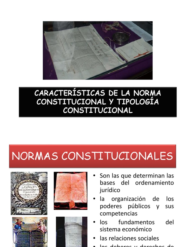 Características de La Norma Constitucional y Tipología Constitucional PDF Constitución